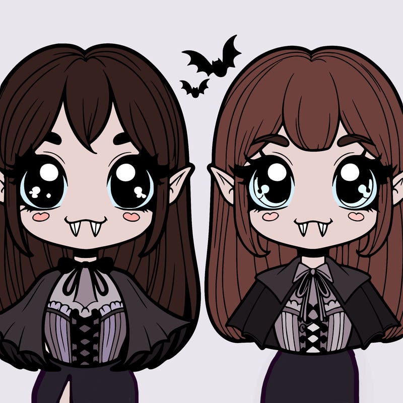 cute and easy 2 vampire girls that are friends! easy! cute, scary, and popular!