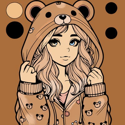 realistic girl in a animal pjs hoodie