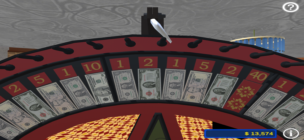 Magnin Casino Challenge - A virtual Big 6 Money Wheel game with dollar bill segments