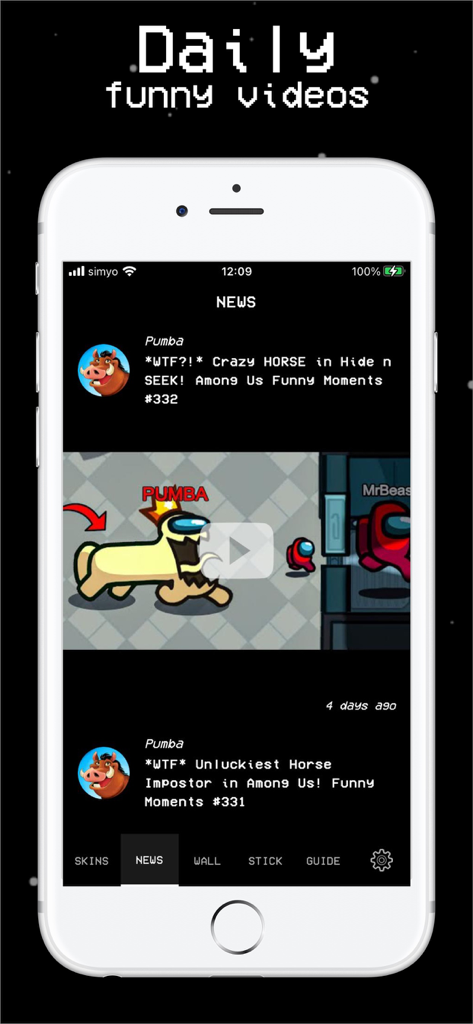 Skin Creator for Among Us! - Daily funny videos and news section in the Skin Creator for Among Us app