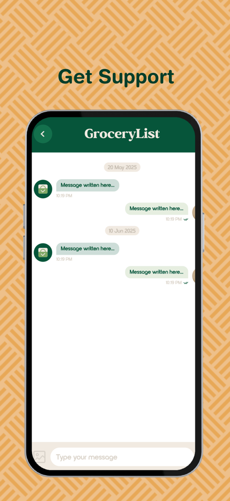 Chat interface for customer support in the GroceryList Jamaica app