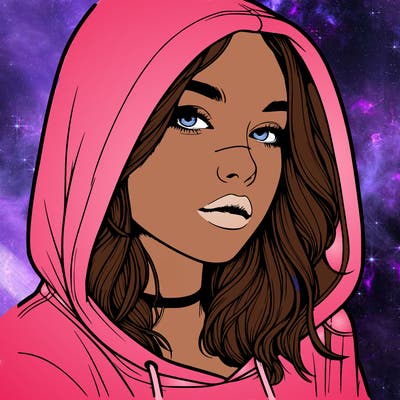 realistic girl with hood on