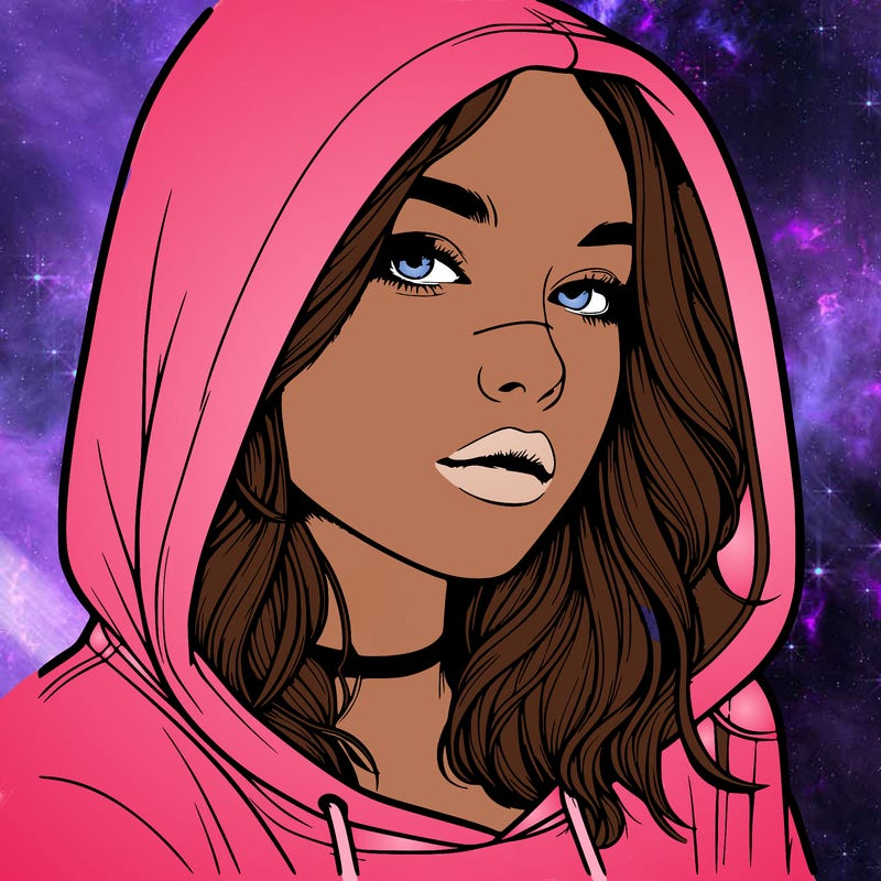 realistic girl with hood on