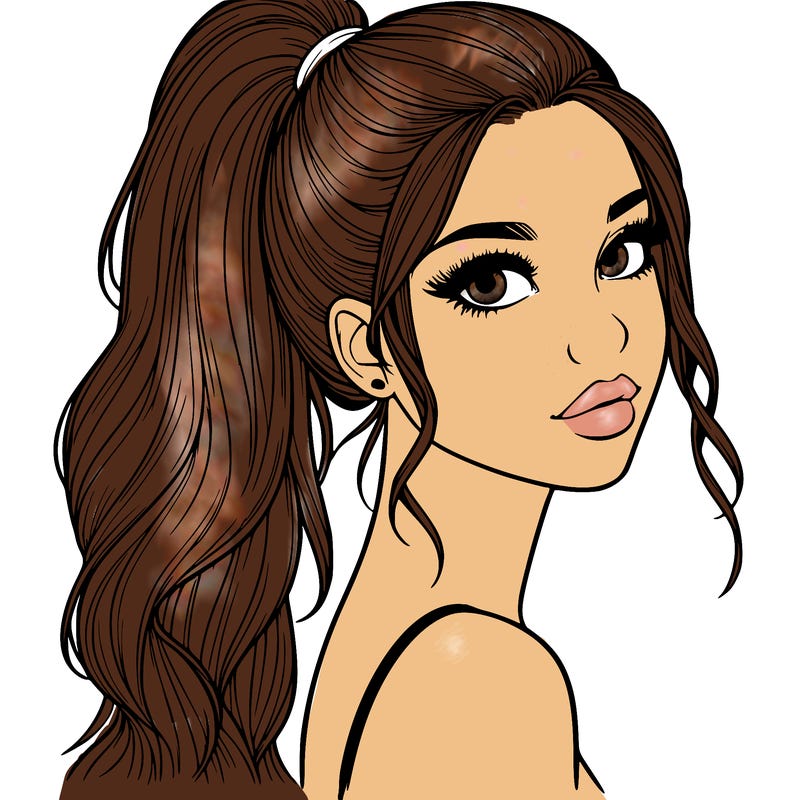 realistic pretty girl with high pony tail