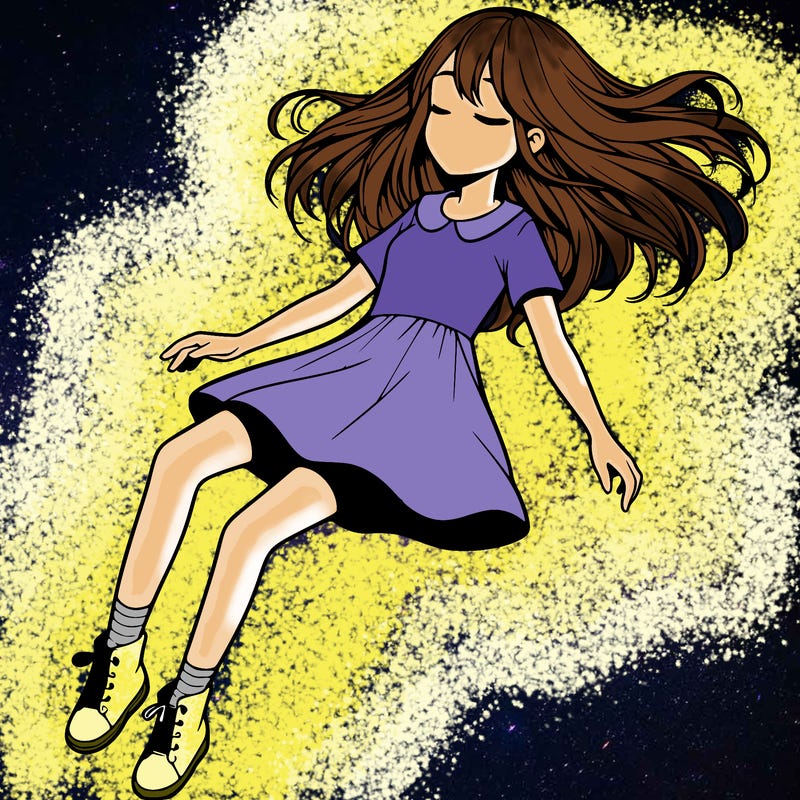 realistic girl floating