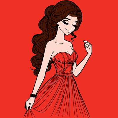 a realistic woman wearing an elegant dress