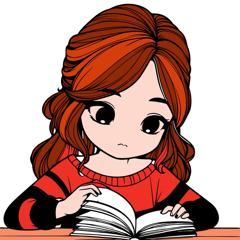 realistic girl reading