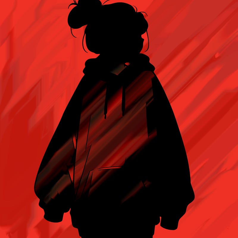 realistic girl with a oversized sweatshirt on and a bun