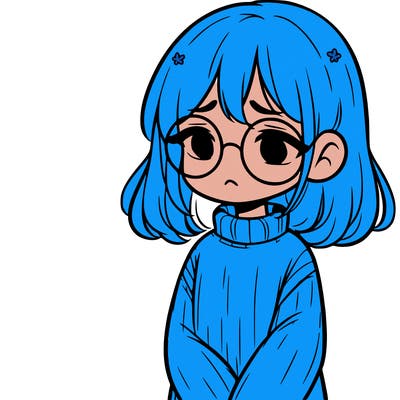 sad girl with glasses in a sweater