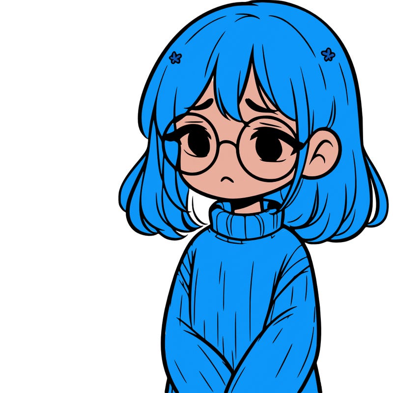 sad girl with glasses in a sweater
