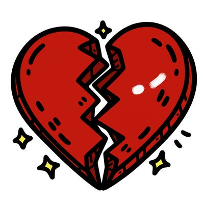 split in half heart