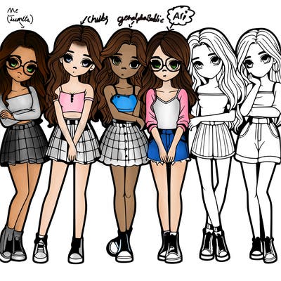 a group of girls realistic