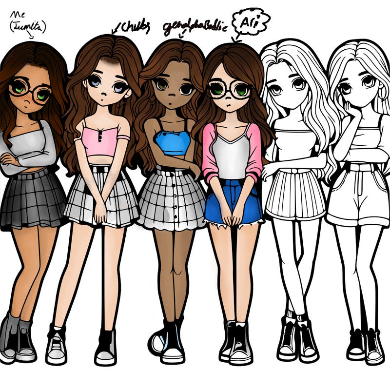 a group of girls realistic