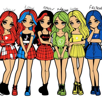 a group of girls realistic