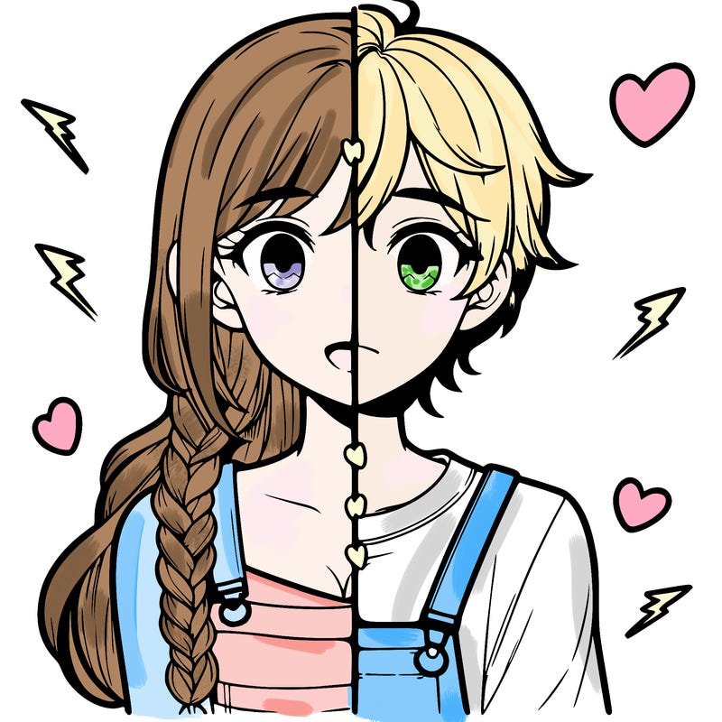 realistic girl boy split