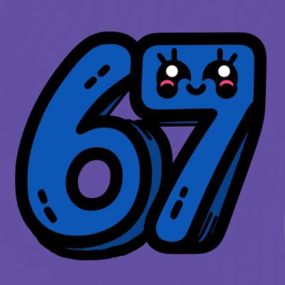 the numbers 67