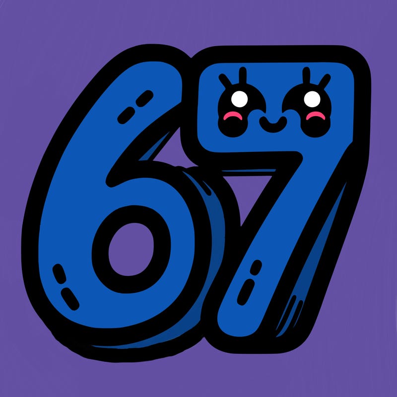 the numbers 67