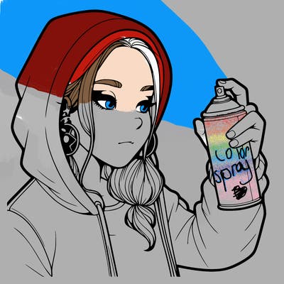 a realistic girl, spray painting