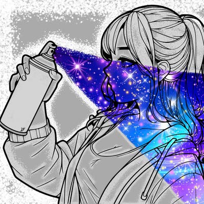 a realistic girl spray, painting