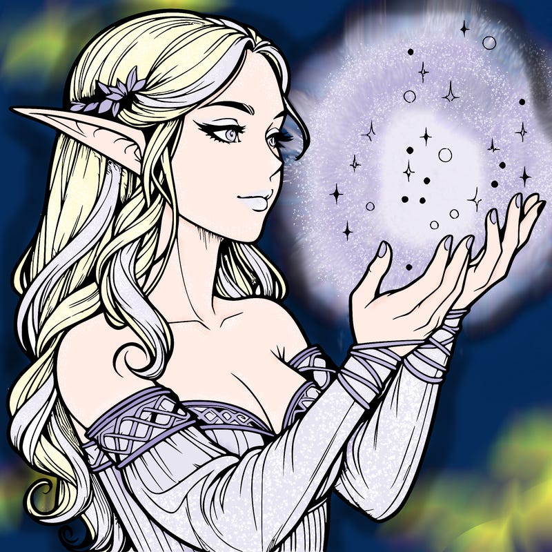 realistic elf girl doing magic