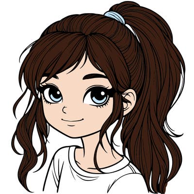 realistic girl with ponytail