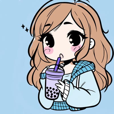 girl drinking boba