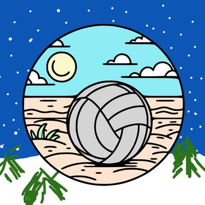 volleyball on a beach