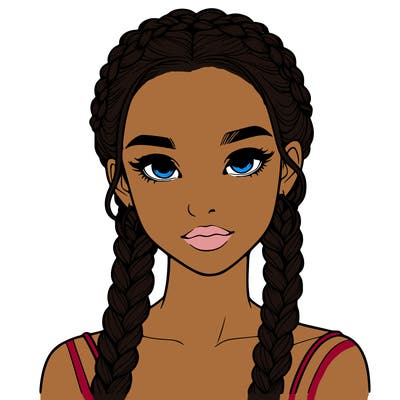 realistic girl with braids