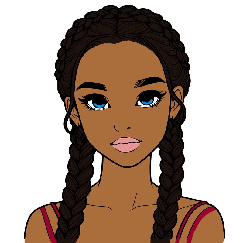 realistic girl with braids