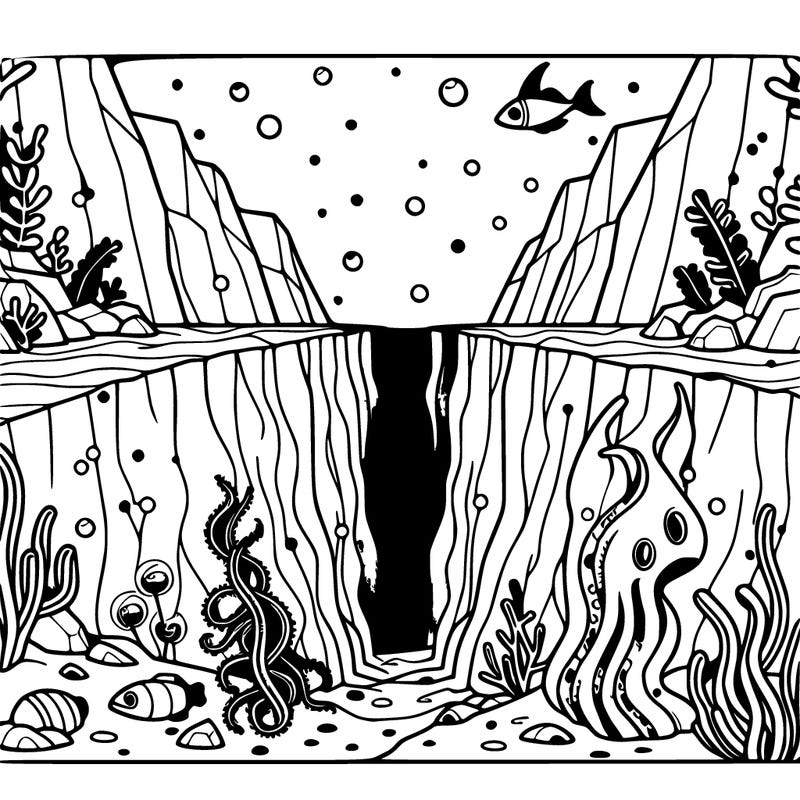 deep-sea trench with mysterious creatures