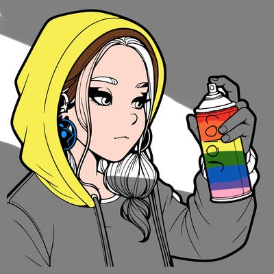 a realistic girl, spray painting