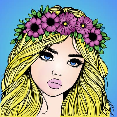 realistic girl with flowers crown