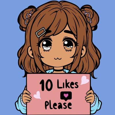a girl with a sign saying 10 likes please