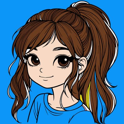 realistic girl with ponytail