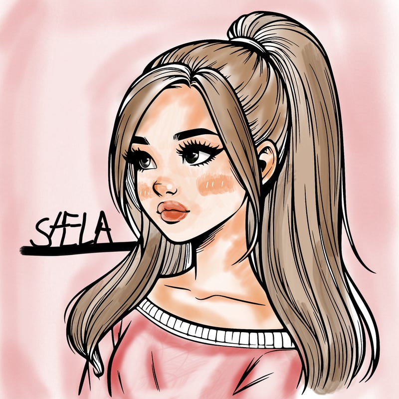 realistic girl with a high ponytail