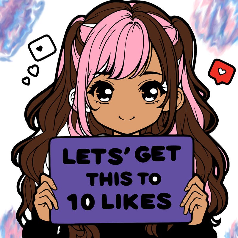 girl holding up sign that says let’s get this to 10 likes realistic