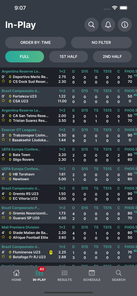 BetBallers - BetBallers app screen displaying real-time sports stats and live betting odds