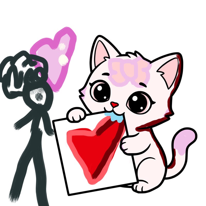 a small cat with a blank sheet of paper in its hand. the cat is sooooooo cute!