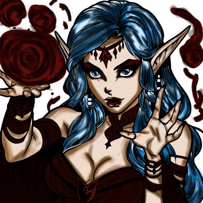 realistic scary beautiful elf sorceress casting spell