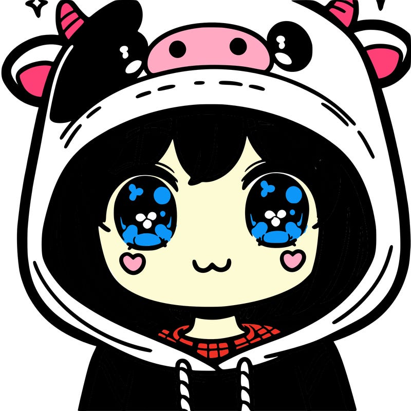 kawaii girl with cow hoodie