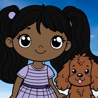 a girl with a dog