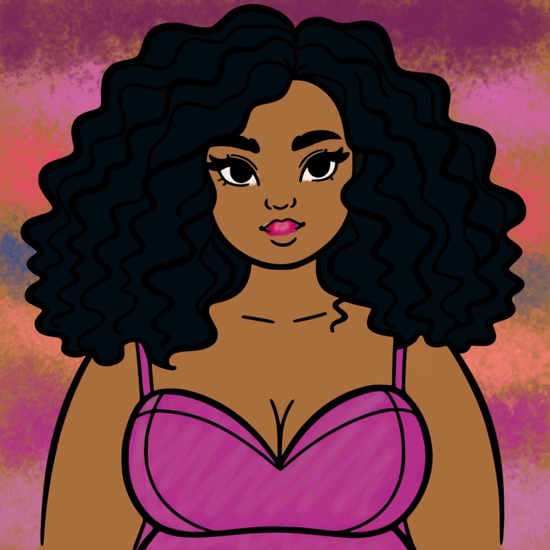 pretty plus sized woman with curly hair