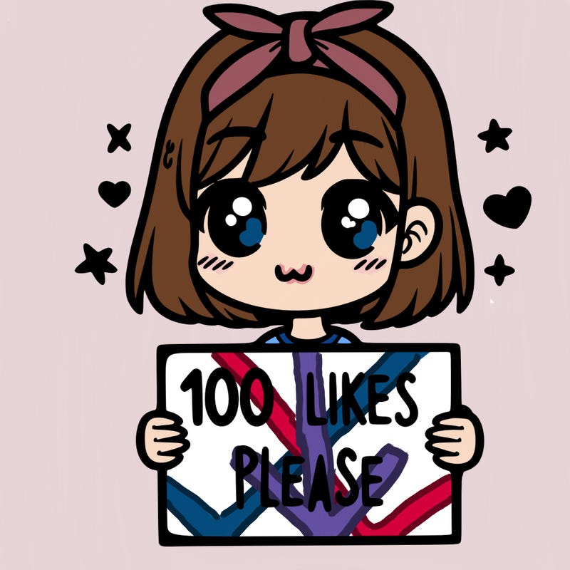 girl holding sign saying 100 likes please