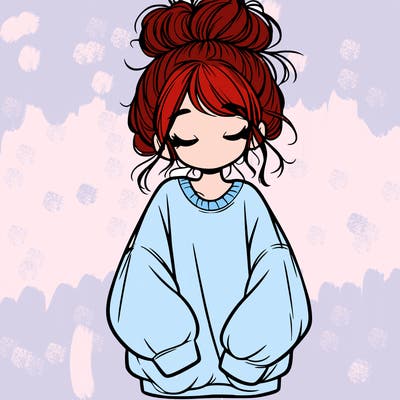 girl with baggy sweatshirt and messy bun
