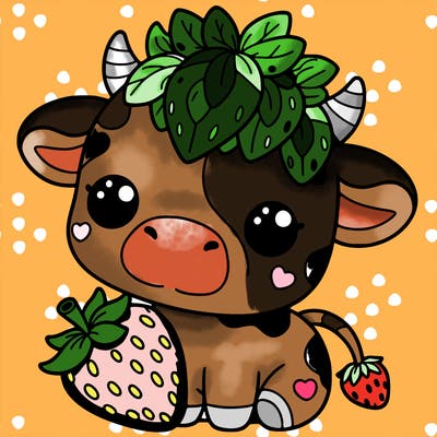 cute strawberry cow