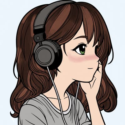 realistic girl listening to music