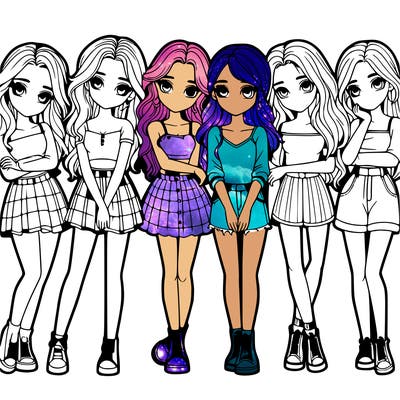 a group of girls realistic