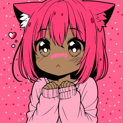 shy anime catgirl