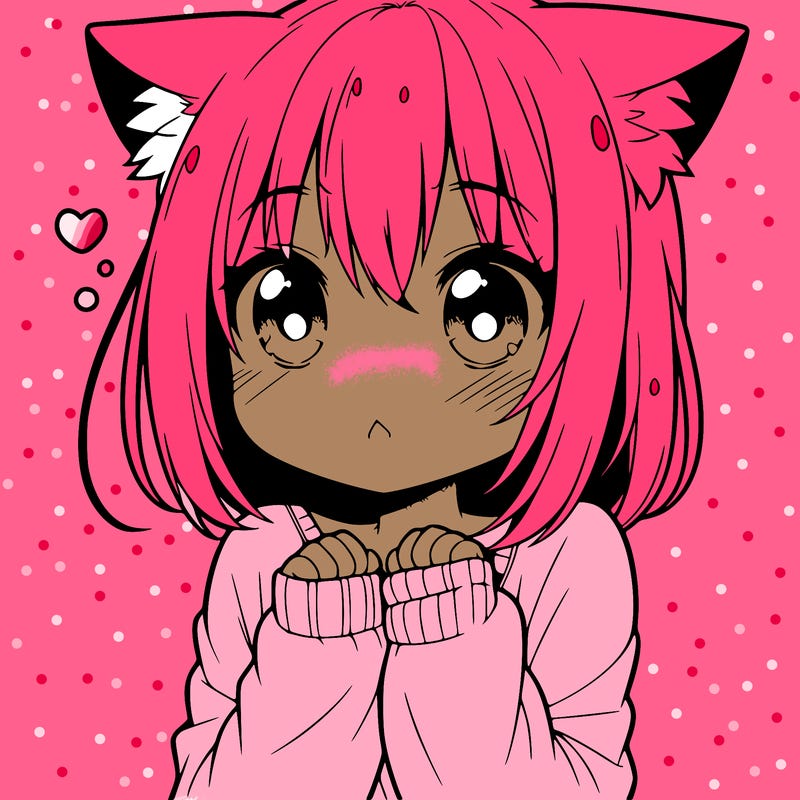 shy anime catgirl