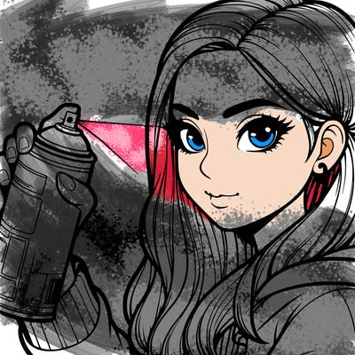a realistic girl spray, painting